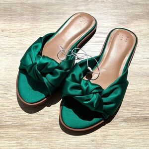 NEW Target Green Satin Sandals 7W